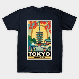 A Vintage Travel Art of Tokyo - Japan T-Shirt